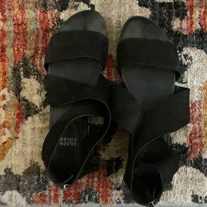 Eileen Fisher black leather sandals